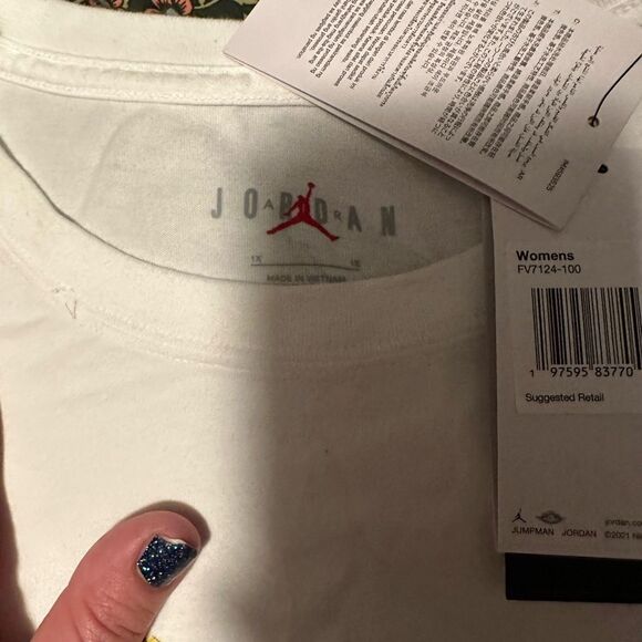Jordan White Tee with Red Logo - Picture 2 of 4